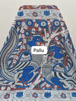 Brick Red Kalamkari Cotton Saree pallu