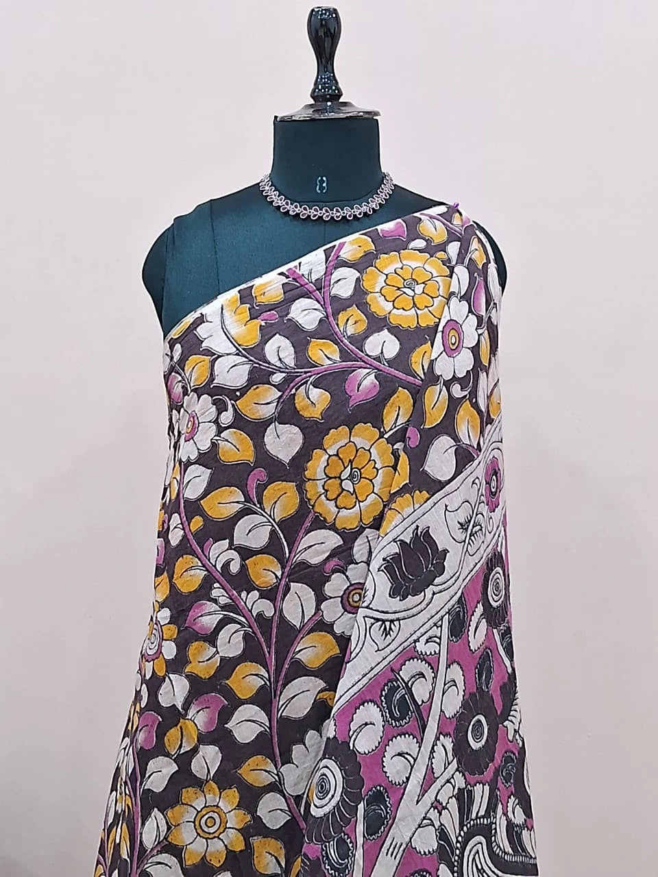 Black Kalamkari Cotton Saree 1