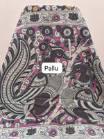 Black Kalamkari Cotton Saree pallu