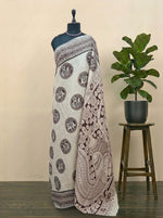 Cream Kalamkari Cotton Saree