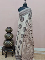 Cream Kalamkari Cotton Saree