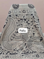 Pure Cream Kalamkari Cotton Saree Pallu