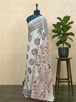 Traditional Cream Kalamkari Cotton Saree 