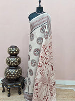 Traditional Cream Kalamkari Cotton Saree 