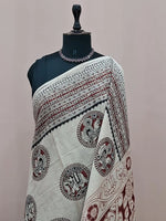 Traditional Cream Kalamkari Cotton Saree 1