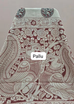 Traditional Cream Kalamkari Cotton Saree Pallu