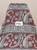 Black Kalamkari Cotton Saree pallu