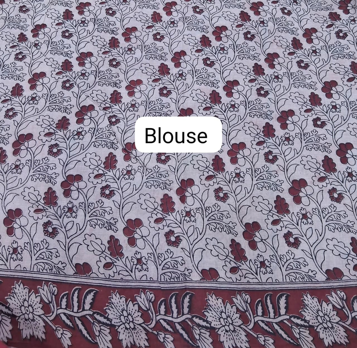 Black Kalamkari Cotton Saree Blouse