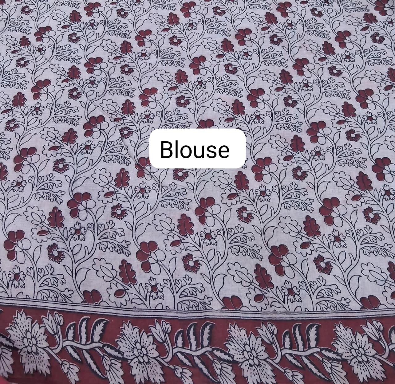 Black Kalamkari Cotton Saree Blouse