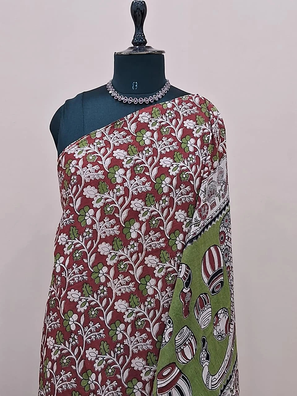 Brick Red Kalamkari Cotton Saree 1