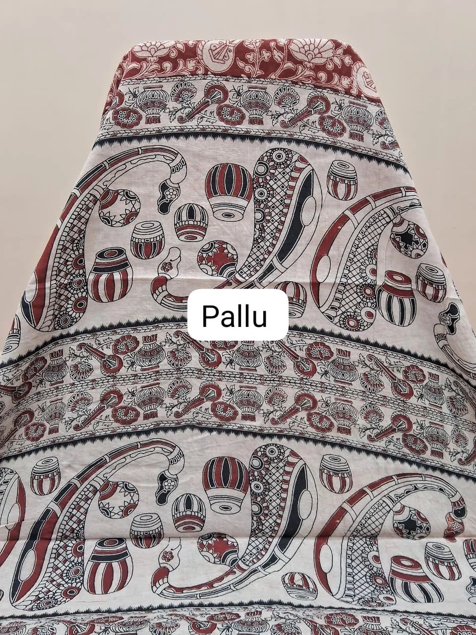 Elegant Cream Kalamkari Cotton Saree Pallu