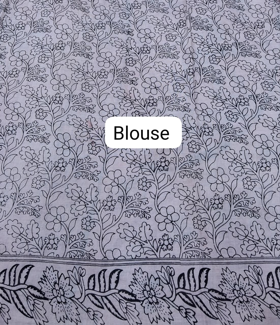 Elegant Cream Kalamkari Cotton Saree Blouse