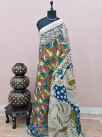 Olive Green Kalamkari Cotton Saree