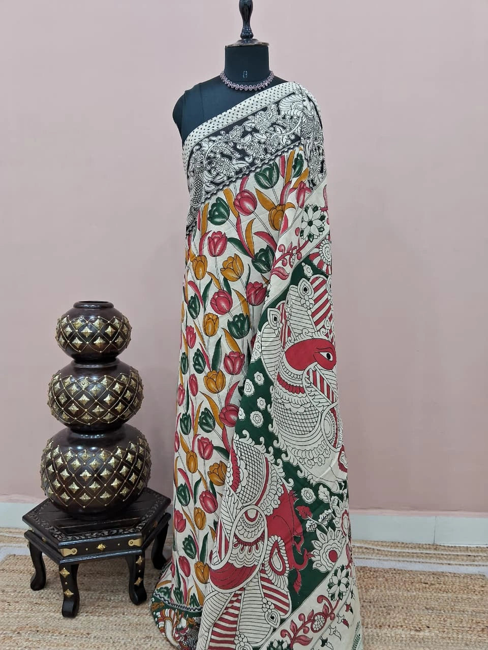 Classic Cream Kalamkari Cotton Saree 