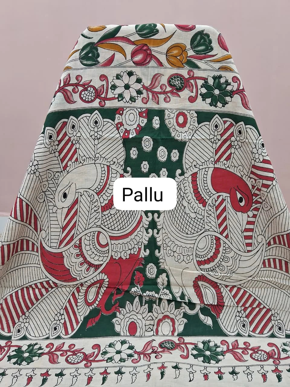 Classic Cream Kalamkari Cotton Saree pallu