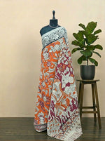 Orange Kalamkari Cotton Saree