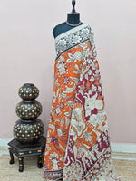 Orange Kalamkari Cotton Saree