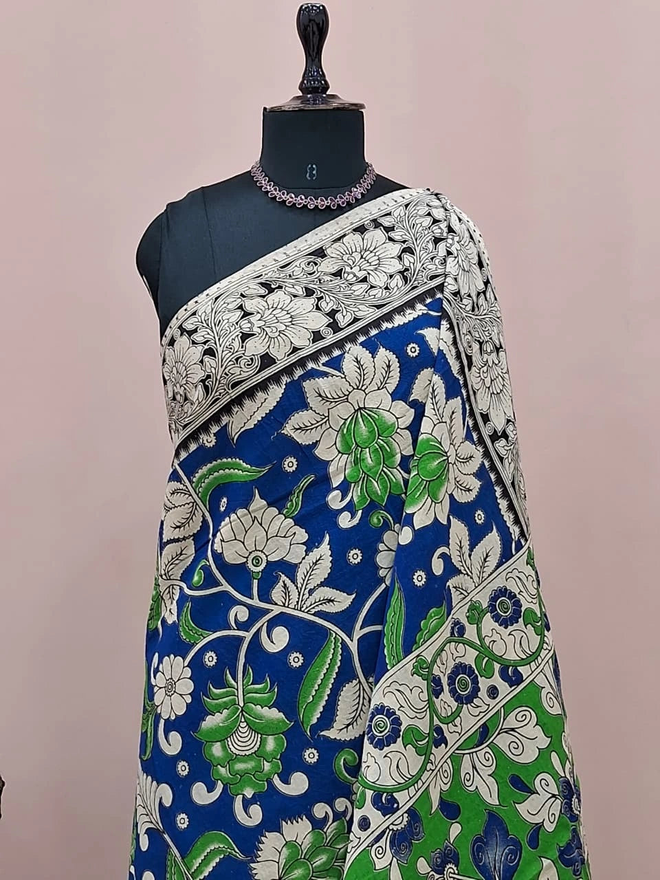 Royal Blue Kalamkari Cotton Saree 1