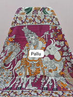 Cream Ethnic Kalamkari Cotton Saree pallu
