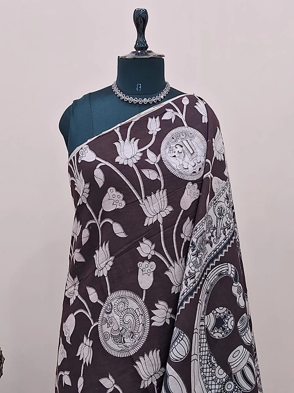 Walnut Brown Kalamkari Cotton Saree 1