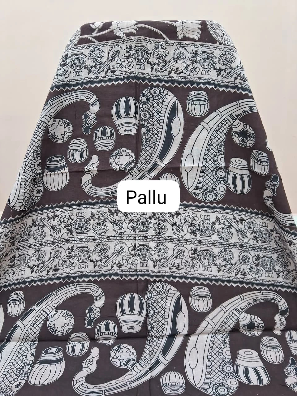 Walnut Brown Kalamkari Cotton Saree Pallu