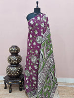 Wine Kalamkari Cotton Saree 