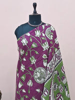 Wine Kalamkari Cotton Saree 1