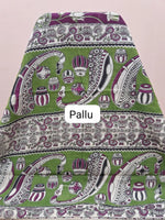 Wine Kalamkari Cotton Saree Pallu