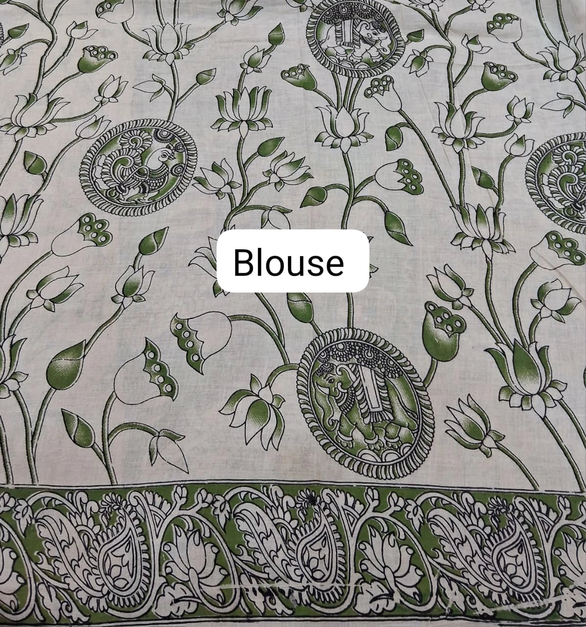 Wine Kalamkari Cotton Saree Blouse