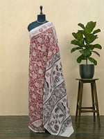 Brick Red Kalamkari Cotton Saree