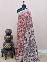 Brick Red Kalamkari Cotton Saree