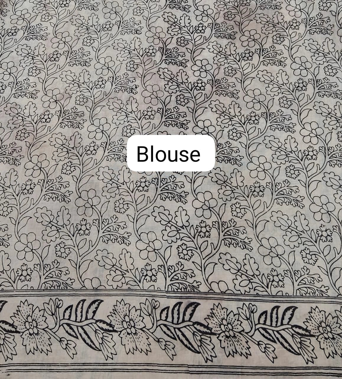 Black Kalamkari Cotton Saree Blouse