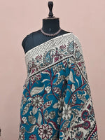 Teal Blue Kalamkari Cotton Saree 1