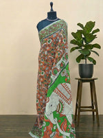 Orange Kalamkari Cotton Saree