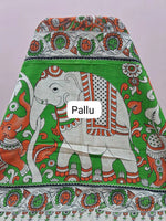 Orange Kalamkari Cotton Saree Pallu