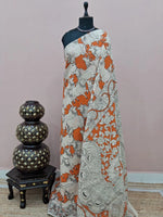 Orange Kalamkari Cotton Saree