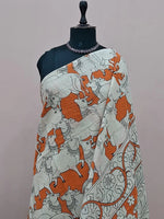 Orange Kalamkari Cotton Saree 1