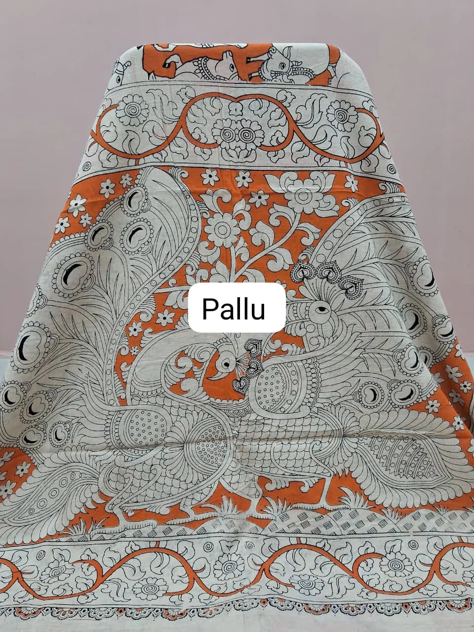 Orange Kalamkari Cotton Saree 1