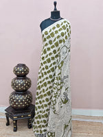 Cream Pure Kalamkari Cotton Saree 