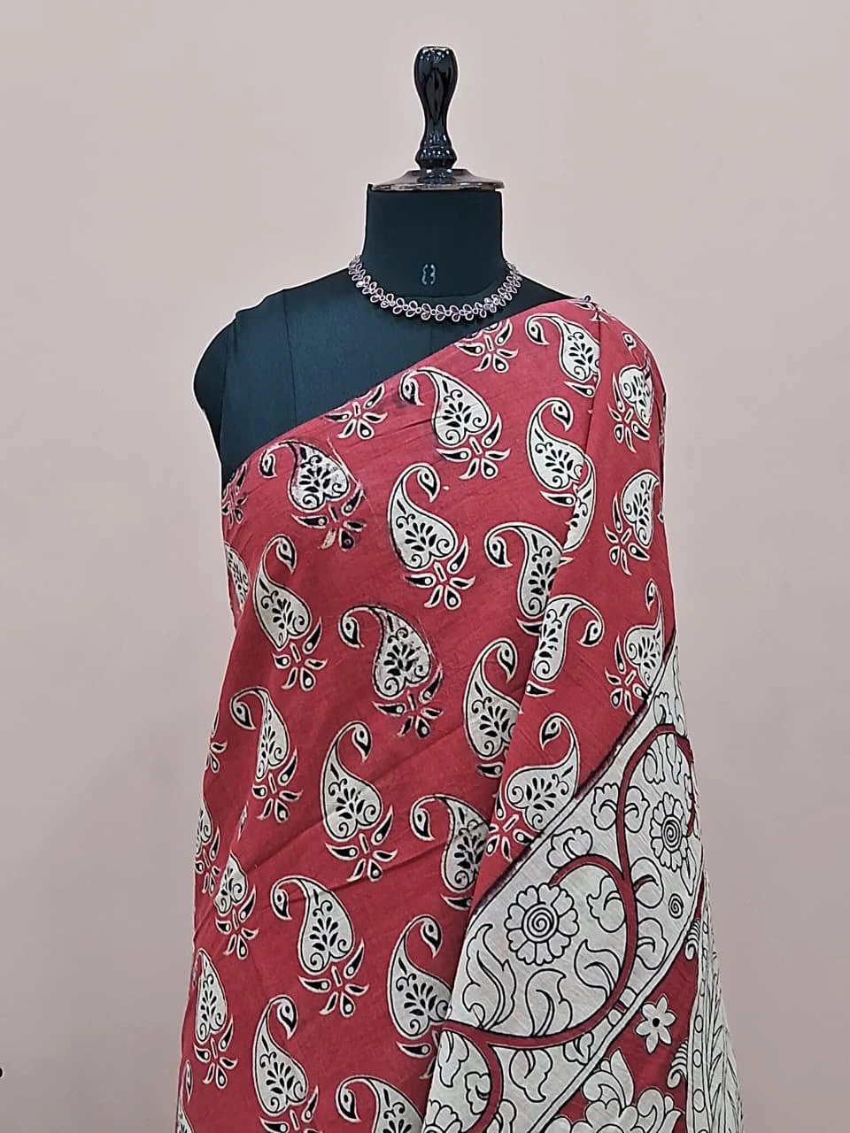 Rust Red Kalamkari Cotton Saree 1