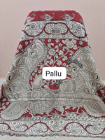 Rust Red Kalamkari Cotton Saree Pallu