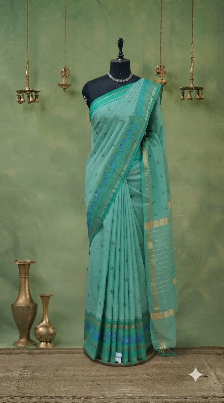 Rama Green Kanchi Cotton Saree 
