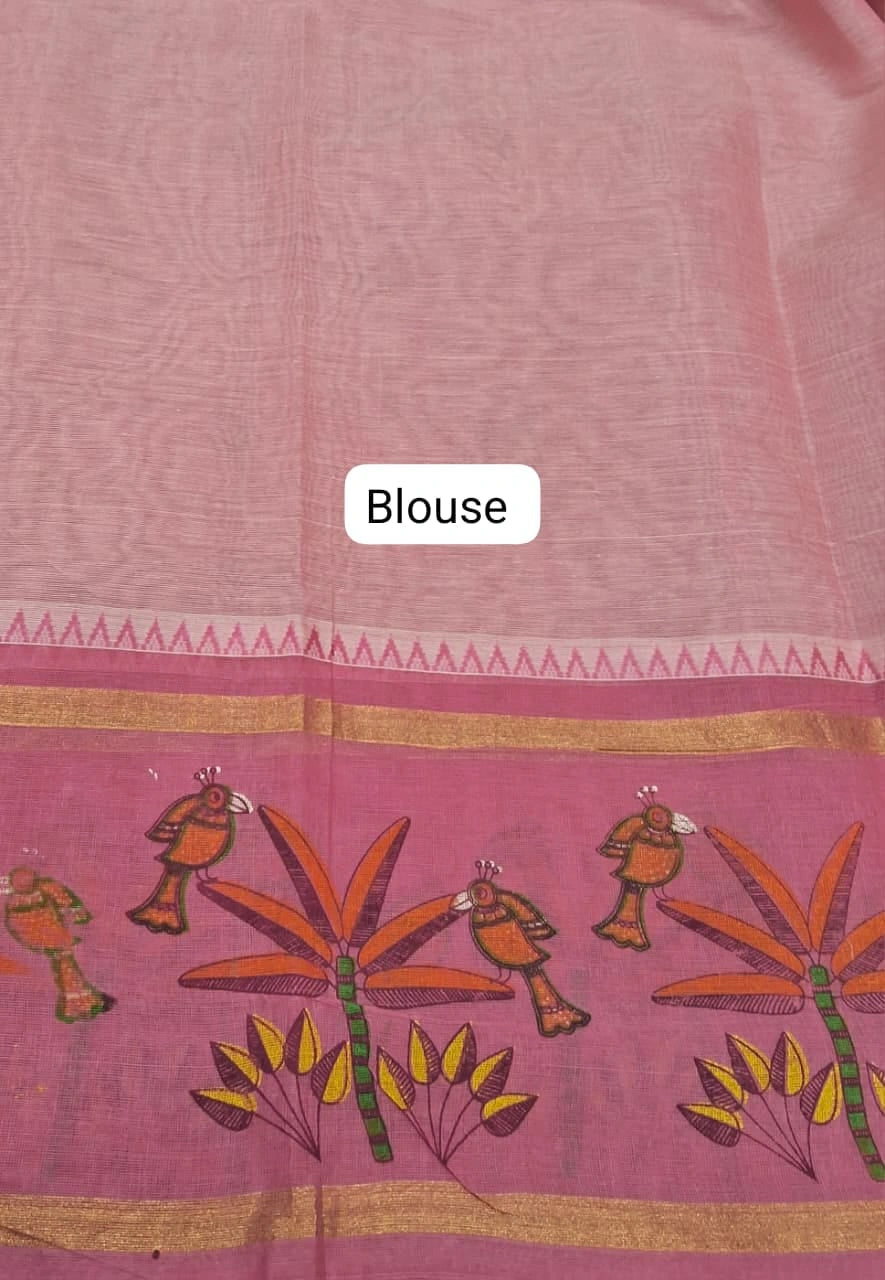 Peach Kanchi Cotton Saree Blouse