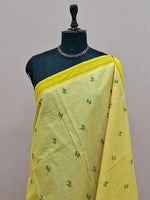 Lemon Yellow Kanchi Cotton Saree 1