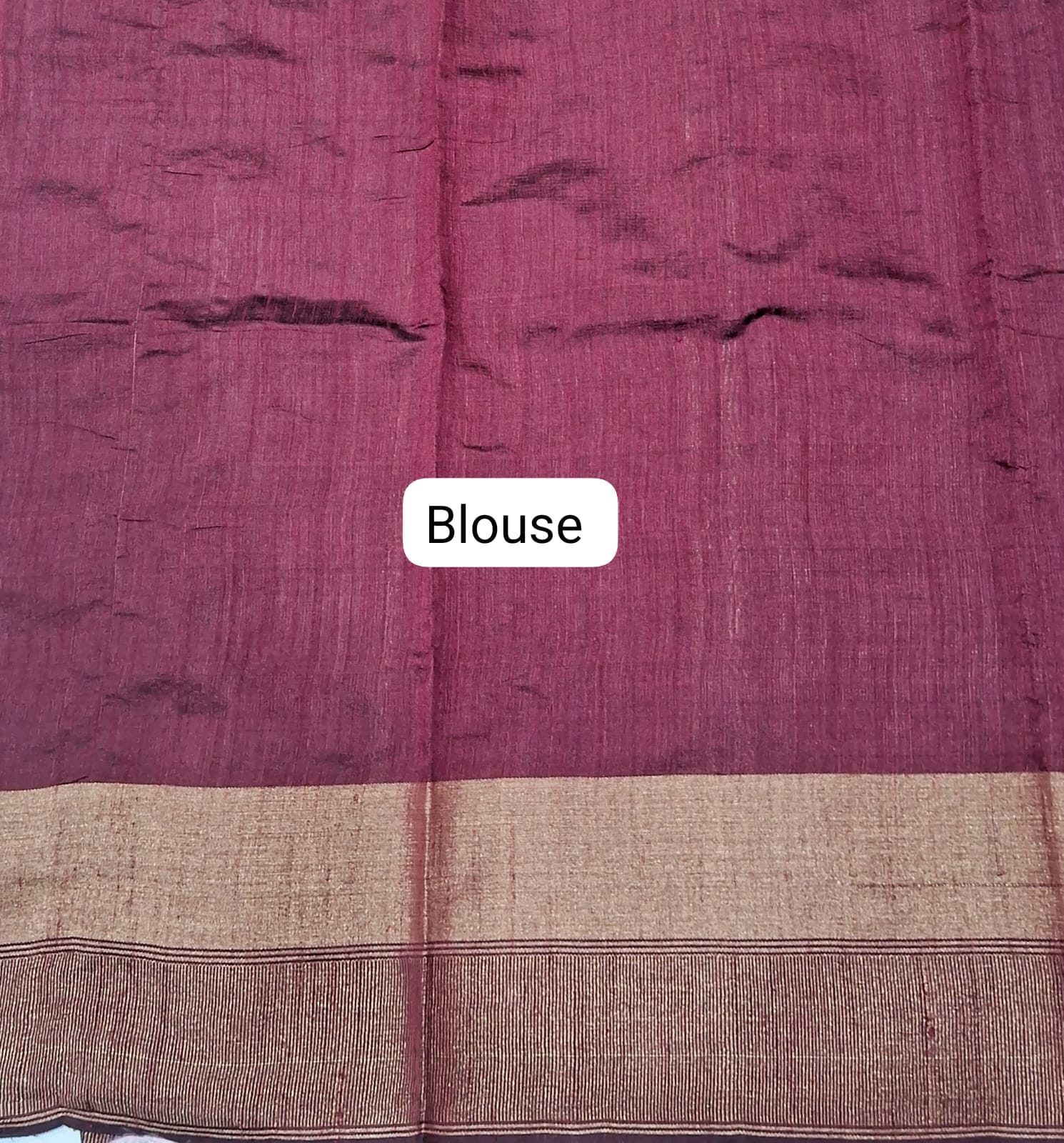 Beige Plain Khadhi Pure Pattu Saree blouse