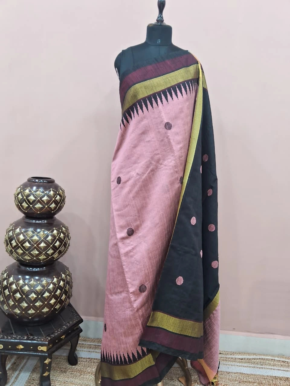 Blush Pink Khadhi Pure Pattu Saree