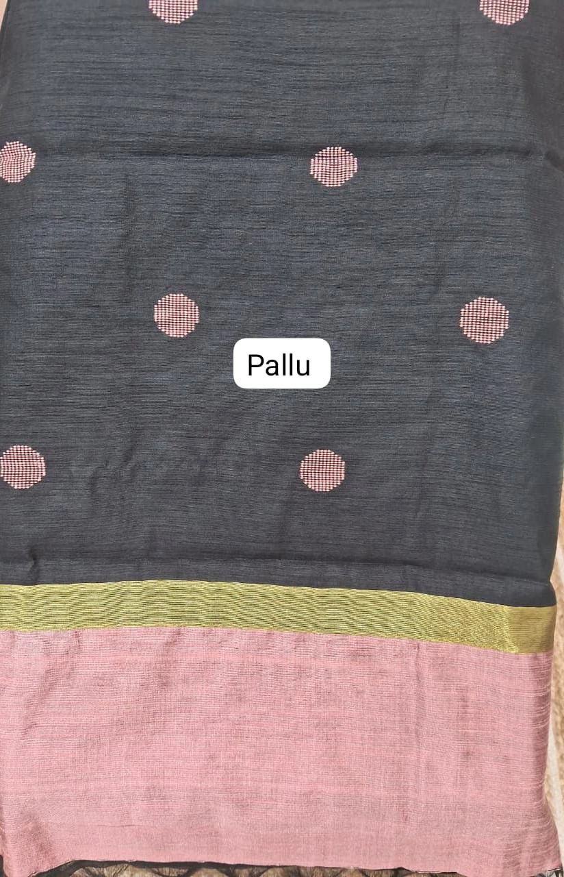 Blush Pink Khadhi Pure Pattu Saree pallu