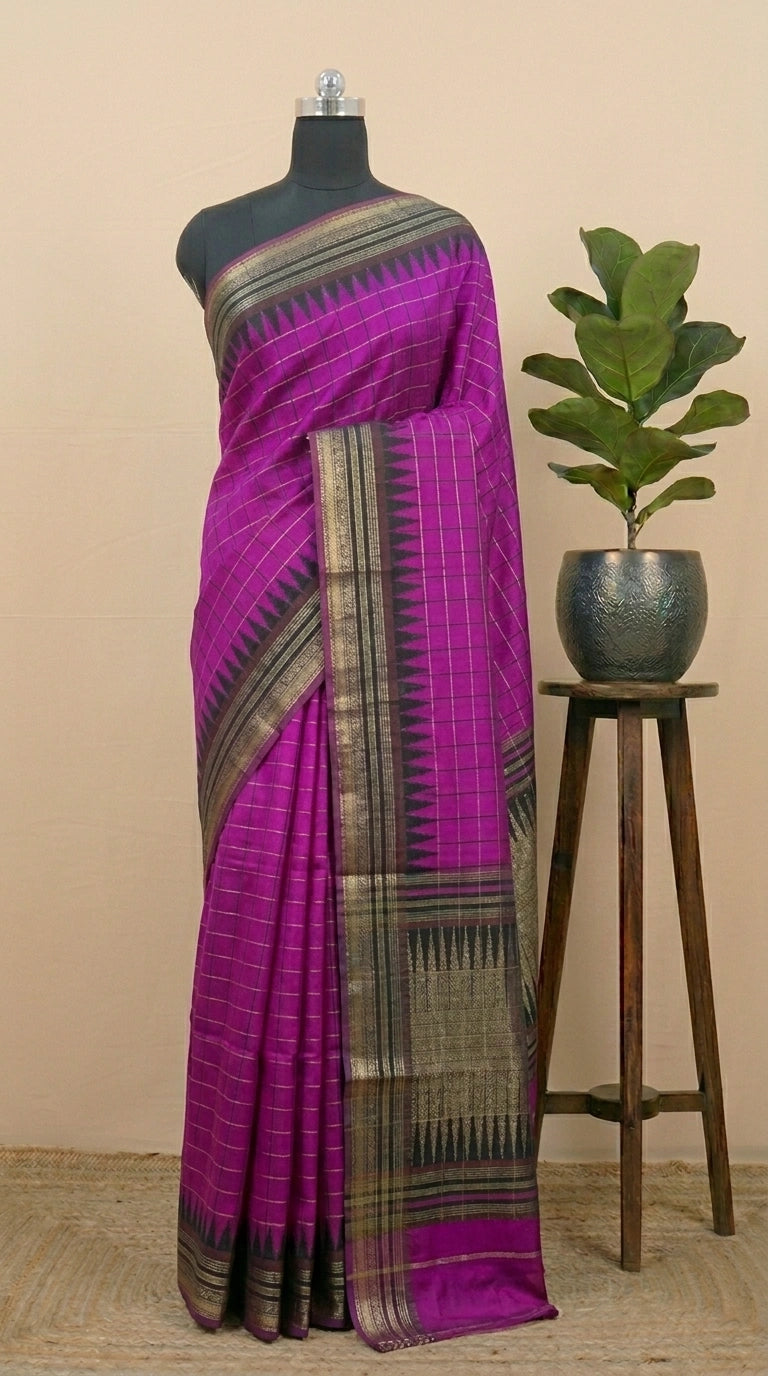 Purple Khadhi Pure Pattu Saree