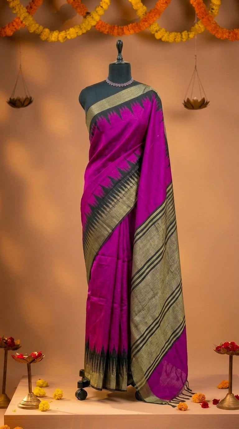 Purple Plain Khadhi Pure Pattu Saree 