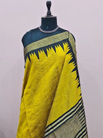 Yellow Plain Khadhi Pure Pattu Saree 1